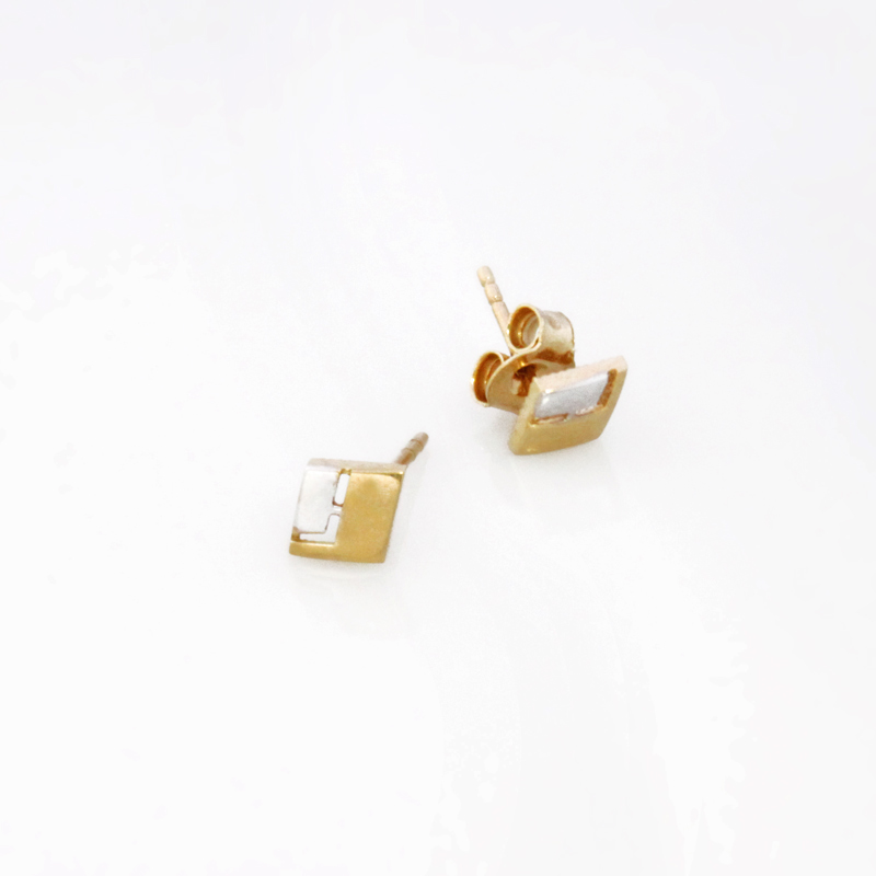 طلا استور - گوشواره لوزی دو رنگ